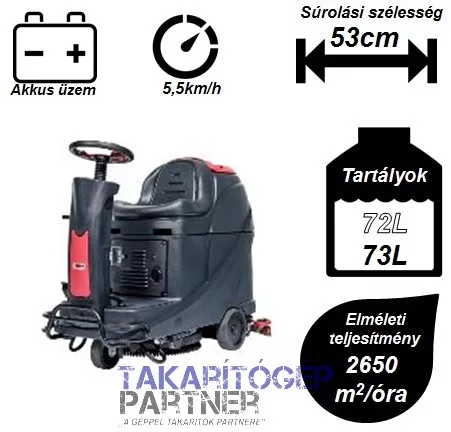 VIPER AS 530R vezetőüléses padlótisztító gép (kefe+akku+töltő)