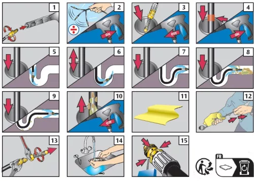 Csatornatisztító tömlő 15m Nilfisk C,D,E,P / Stihl RE / Husqvarna mosóhoz (csőgörény)