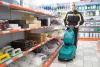 Eureka E36 B akkumulátoros padlótisztító gép boltban takarít csempés padlót