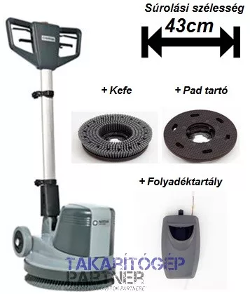 Nilfisk FM400 L egytárcsás súroló (folyadéktartály + pad tartó + kefe)