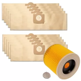   1db Szűrőpatron + 10db papír porzsák Karcher WD3 géphez (6.959-130 + 6.414-552.0 helyett)